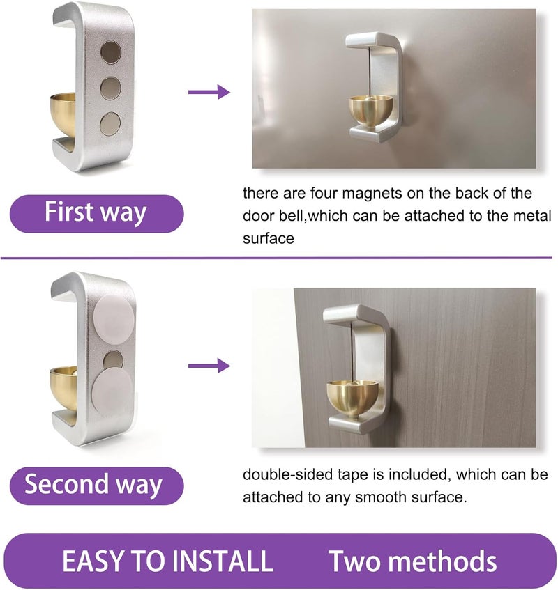 Cizenal Shopkeepers Bell for Door Opening, Door Chime for Business When Entering, Easy to Install Magnetic Doorbell, Unique Business Decorations and Entrance Hanging Decorations- Creative Gift (Silver) - Image 4